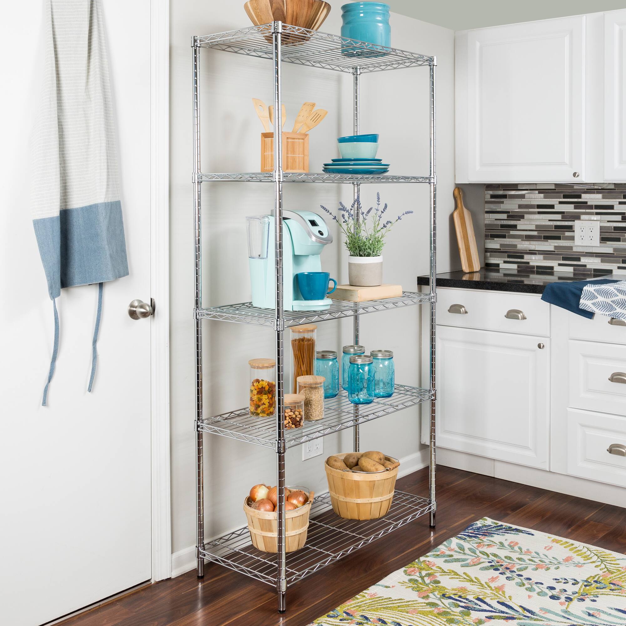 Honey Can Do Chrome 5-Tier Heavy-Duty Adjustable Shelving Unit